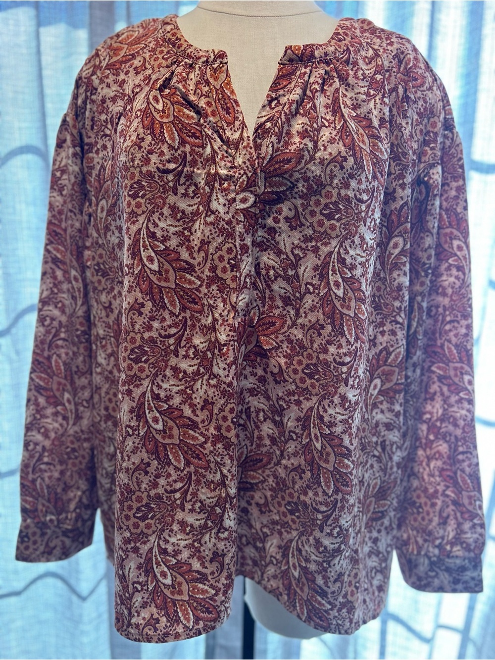 Wonderly Paisley Tunic in Rust and Cream